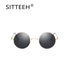 SITTEEH marco uv400 gafas de Sol 2018 Nuevo metal redondo espejo de la vendimia para hombres mujeres diseño de Marca oculos gafas de sol hombre SI154