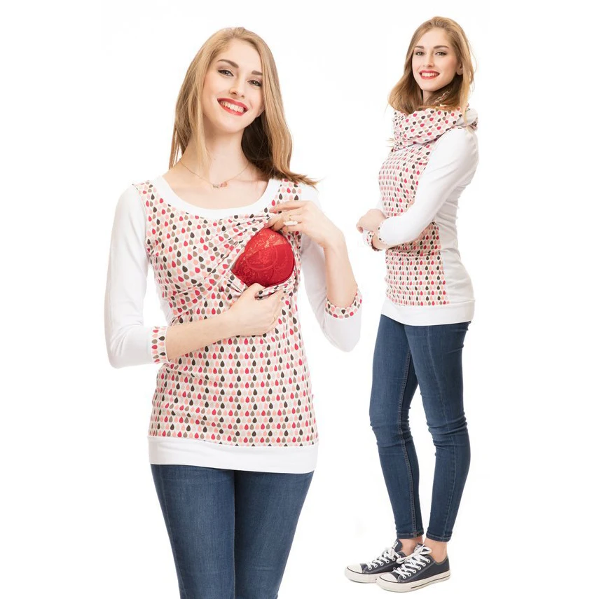Толстовка для кормления грудью; Осенняя Футболка для беременных женщин ...