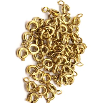 

50pc. Raw Brass. Round Spring Ring Clasps . (5mm) A0890.