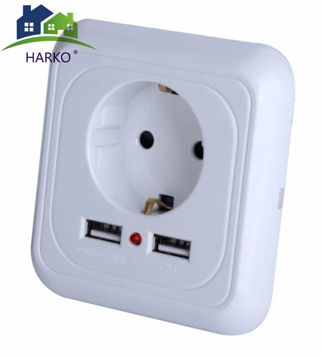 

110-250V Smart Home Best Dual USB Port 2400mA Wall Charger Adapter 16A EU Standard Electrical Plug Socket Power Outlet Panel