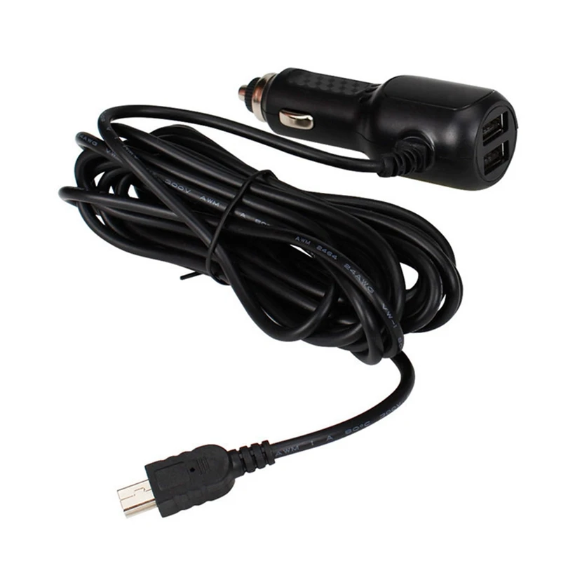 

3.5 Meter 5V 3.5A Curved Mini USB Car Charger with 2 USB Port For Car DVR Camera GPS Video Recorder 8V-36V