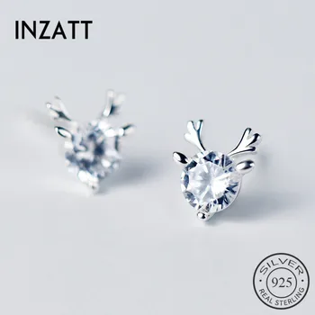 

INZATT Cute Mysterious Wapiti Shape Real 925 Sterling Silver Tiny Animal Exquisited Zircon Women Fine Jewelry Accessories Gift