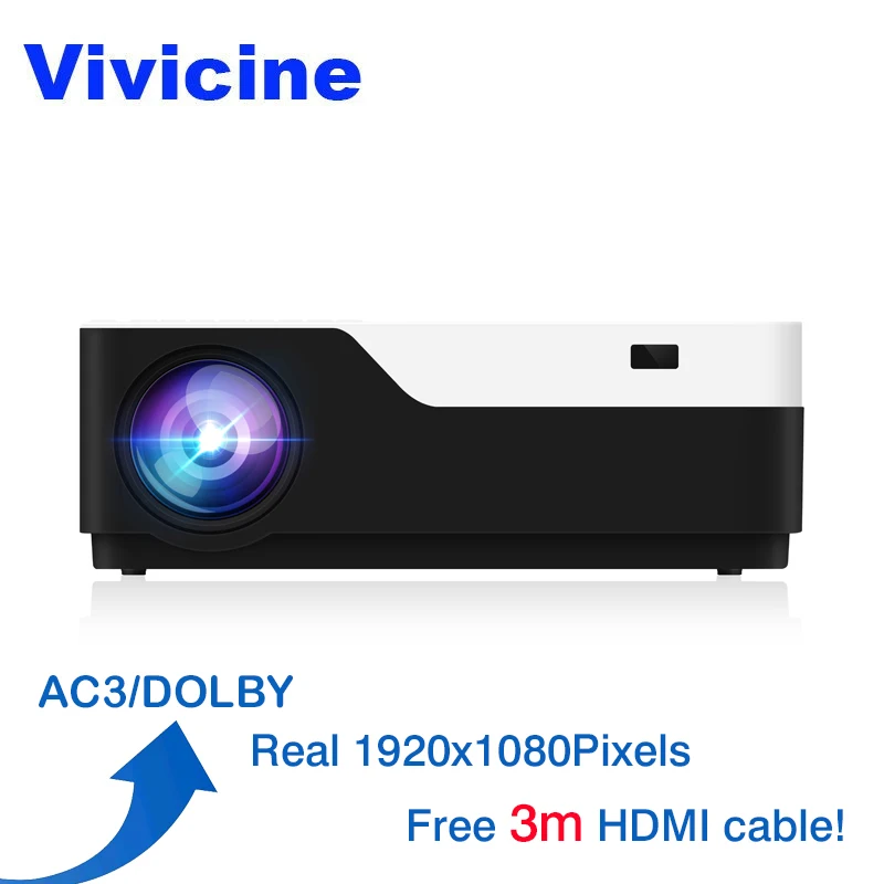 Vivicine M18 1920X1080 الحقيقي الكامل HD العارض ، HDMI USB PC 1080 p LED المنزل الوسائط المتعددة لعبة فيديو العارض Proyector دعم AC3 Vivicine M18 1920X1080 الحقيقي الكامل HD العارض ، HDMI USB PC 1080 p LED المنزل الوسائط المتعددة لعبة فيديو العارض Proyector دعم AC3