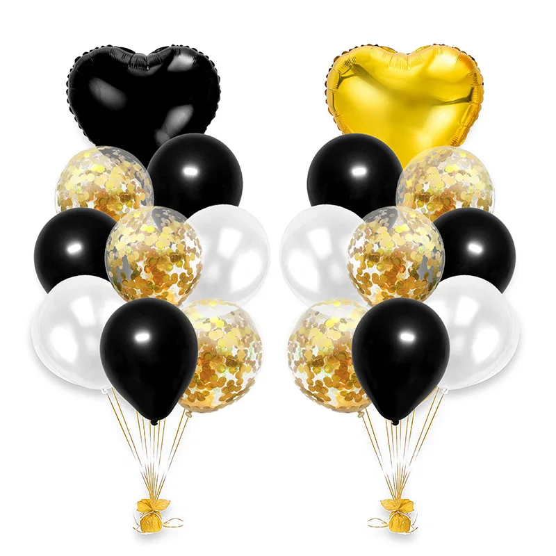 

4 Color Styles Latex Confetti Balloons Bouquet 12inch with 18 inch Love Foil Balloon 18pcs/set Wedding Party Decor Photo booth