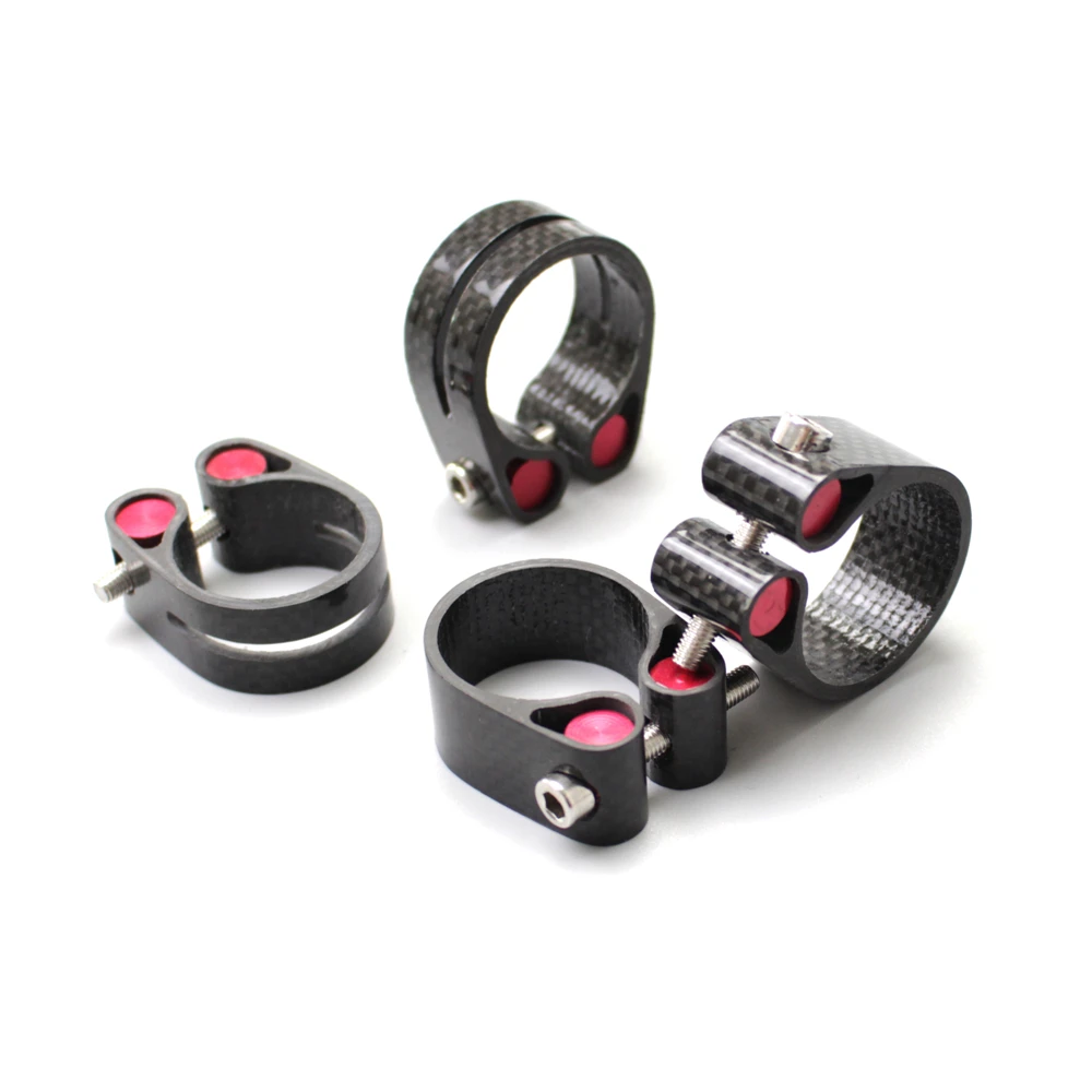 

NO LOGO Carbon Fiber Bicycle Seatpost Clamp Lock Seat Tube Clip 31.6 30.8 27.2 Ultra-light MTB/Road Bike Parts
