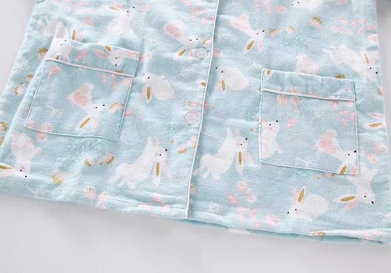 Cena 2019 nowy piżamy damskie Kawaii Cartoon piżamy 100% szczotkowana bawełna kobiet śliczne noc garnitur z długim rękawem bielizna nocna duże podwórko S L