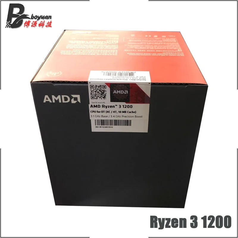 Процессор AMD Ryzen 3 1200 R3 1200 3,1 ГГц четырехъядерный процессор L2 = 2 м L3 = 8 м 65 Вт YD1200BBM4KAE Socket AM4 и с вентилятором