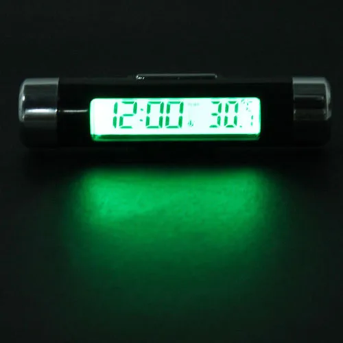 Цифровой lcd клип-на 2 в 1 автомобиль цифровые часы температура термометр календарь автомобильный синий/оранжевый/зеленый часы с подсветкой