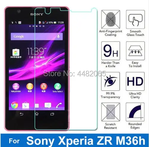 For Sony Xperia ZR M36H Tempered Glass Original 9H Protective Film Front Cover Screen Protector for C5502 C5503 Guard Shield | Мобильные