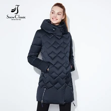 SnowClassic winter jacket women Thin short parka Hood coats luxury outerwear Argyle jacket female over solid
