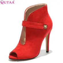 Женские туфли лодочки QUTAA на тонком высоком каблуке с открытым