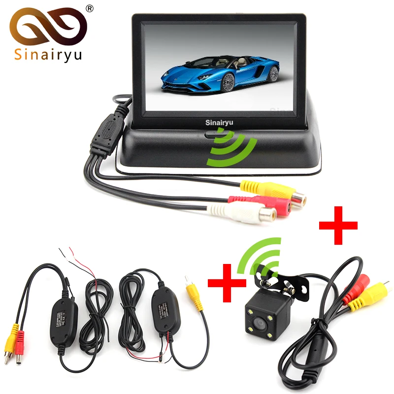 Sinairyu 3 in 1 Wireless Parking font b Camera b font Monitor Video System Folding Foldable