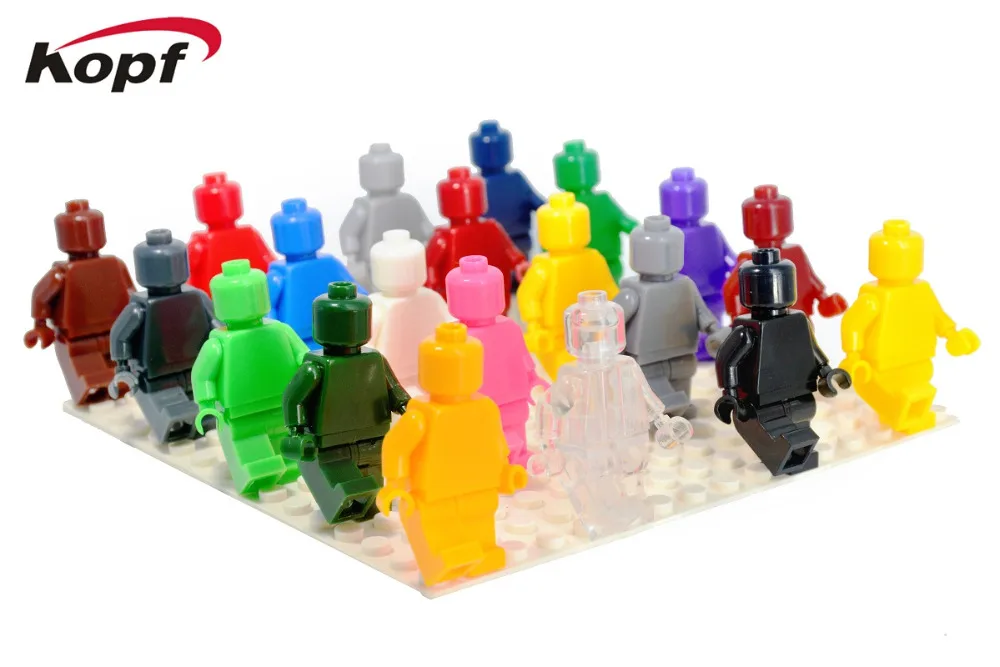 

Single Sale MOC Custom Blank Unprinted Pure Color Figures Packed in Sealed Opp Bag Building Blocks Children Gift Toys KF1050