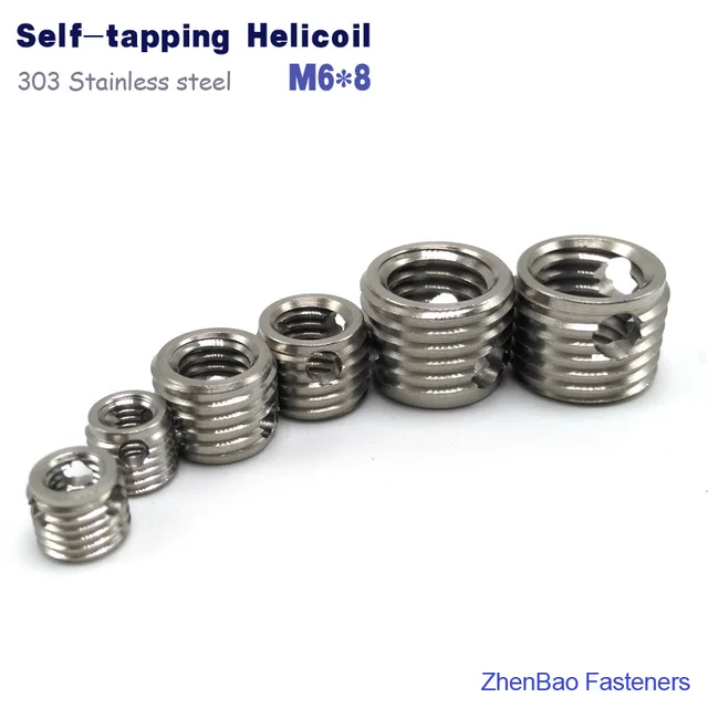 Buy m6*8 , 10pcs , self tapping screw thread helical coil , sus 303 thread