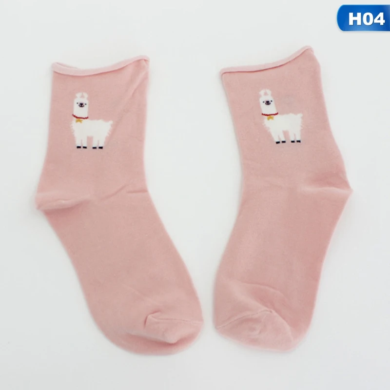 Милые Фламинго забавные носки 1 пара принт овечка Пингвин край носок женские животные Harajuku носки осень зима женские хлопковые носки