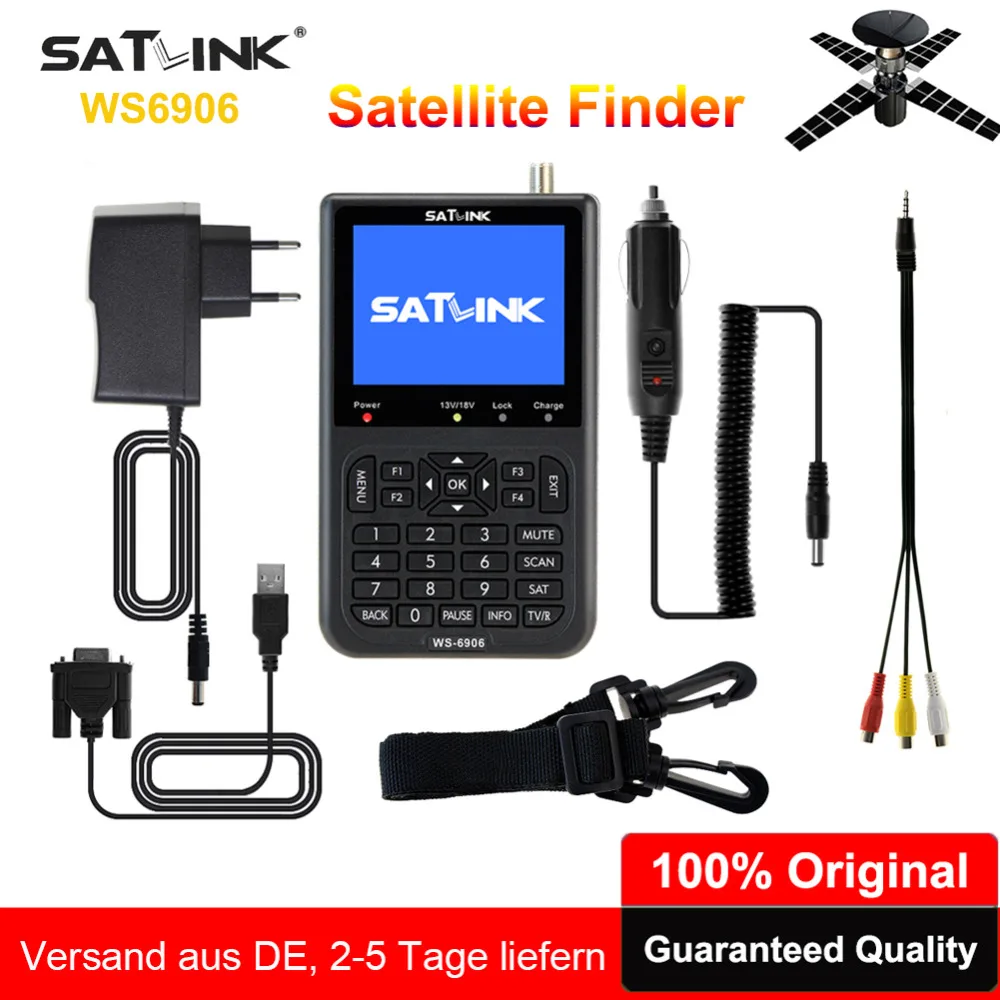 

Original Satlink WS-6906 3.5 inch DVB-S FTA Digital Satellite Signal Automatic Channel Search TV +Radio WS 6906 Satellite Finder