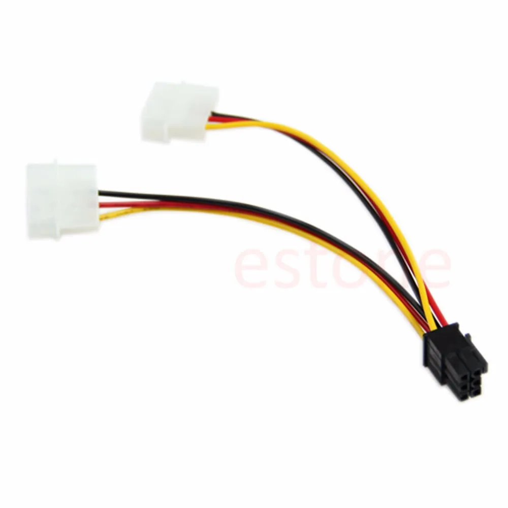 

1PC 6 Pin PCI-E to 2 X 4 Pin Power Adapter Converter Cable Cord L15