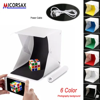 

Mini Folding Lightbox 5V USB Photo Studio Accessories Softbox LED Light Soft Box 6pcs Background for Smart Phone DSLR/SLR Camer