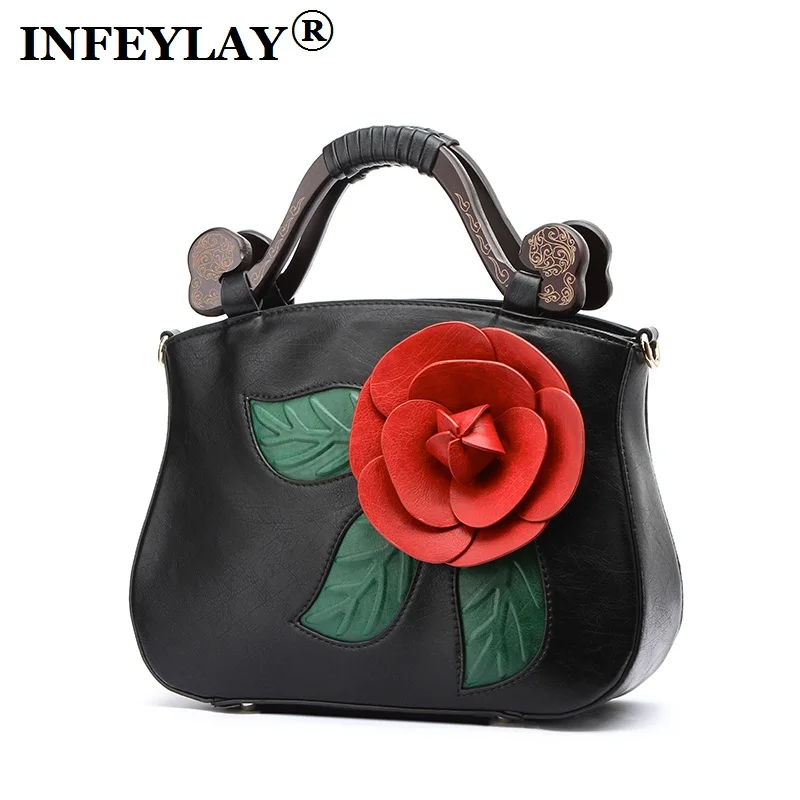 

HOT new Women 3D beautiful flowers leisure shoulder bag embossed National style handbag casual messenger bag girl Vintage Bag