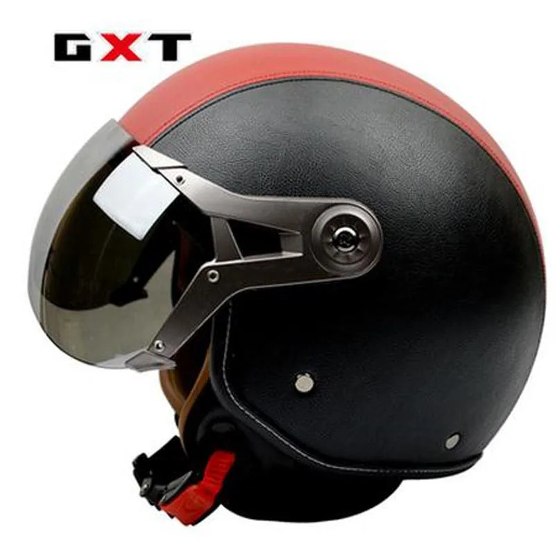 GXT casco moto винтажные мото rcycle шлемы 3/4 с открытым лицом скутер шлем из искусственной кожи moto ciclistas capacete