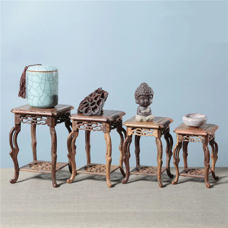 

TNUKK 4pc Wood Pedestal vintage home decor art work Collection model Pedestal Base stand wooden artesanato special Chassis Base.