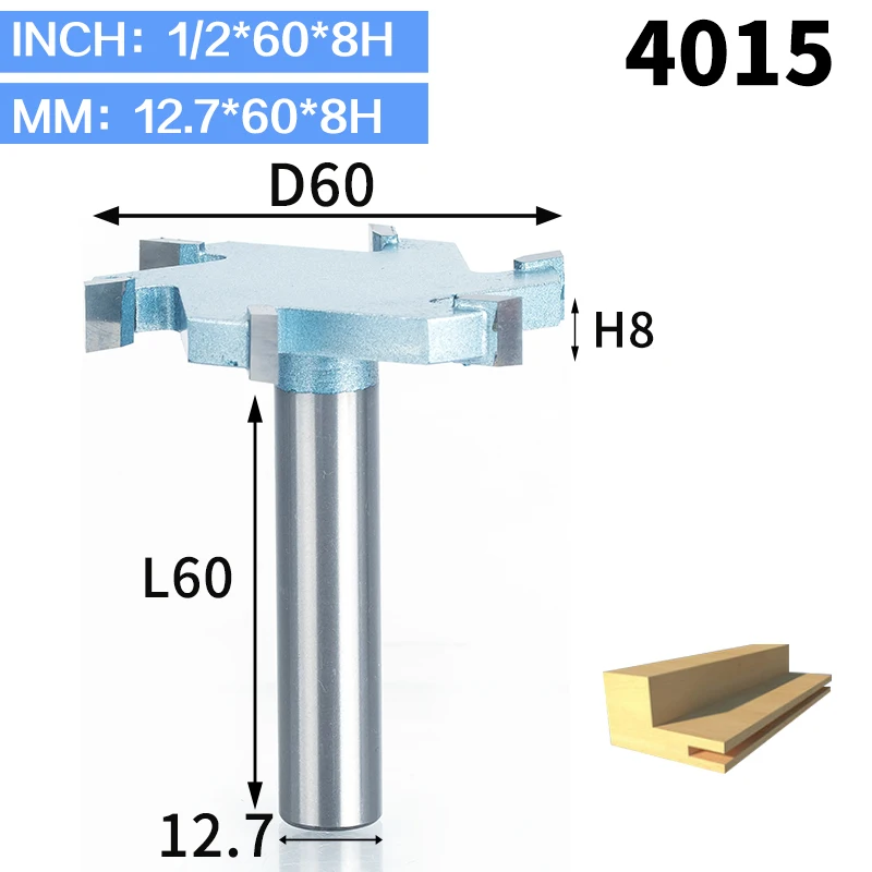 HUHAO 1 шт. 1/" хвостовик Т-образный долбежный деревообрабатывающий резак промышленного класса 6 флейт фрезы для дерева Инструмент Фреза - Длина режущей кромки: 4015