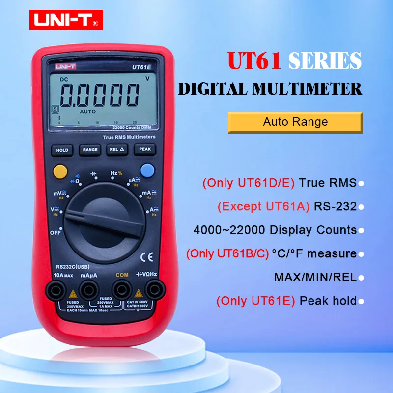 UNI-T UT61A UT61B UT61C UT61D UT61E Цифровой мультиметр true rms AC DC метр программное обеспечение CD и Удержание данных мультитестер+ подарок