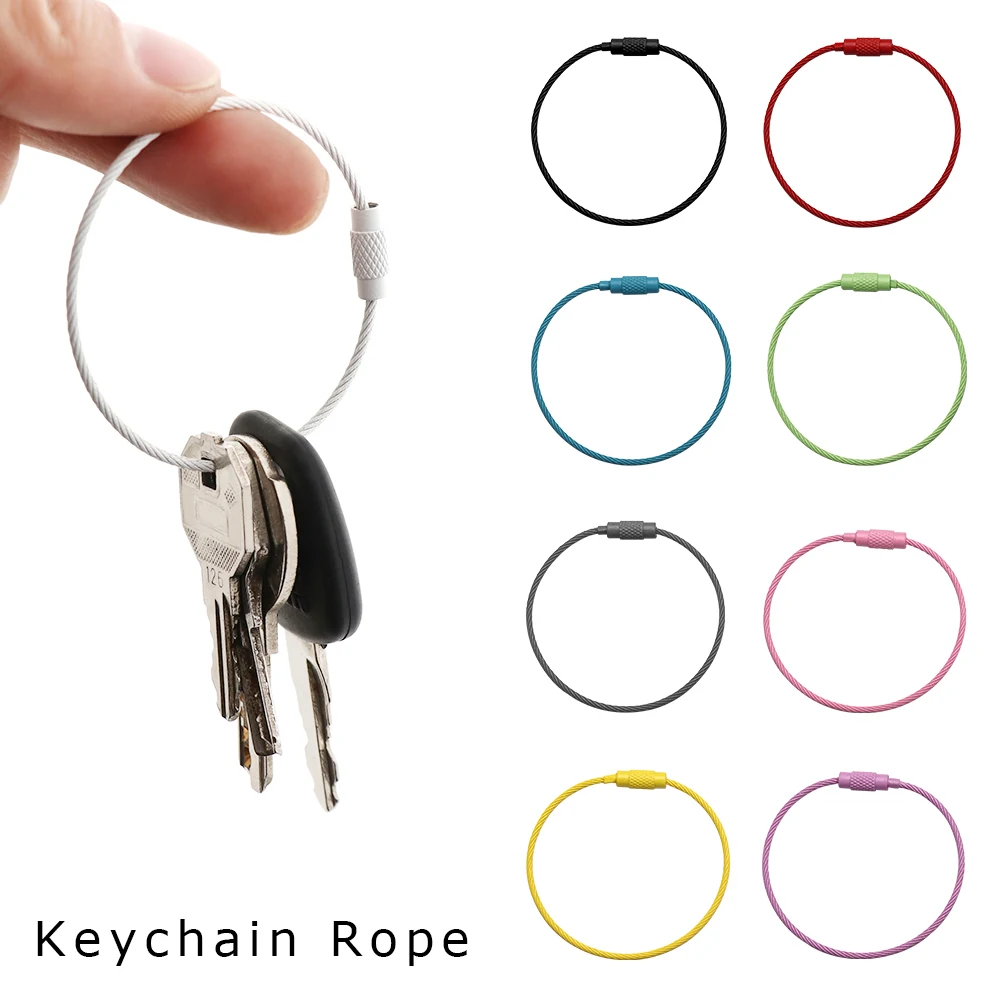 

10Pcs 1.5*150mm Stainless Steel Circle Loop Luggage Tag Holder Keychain Rope EDC Keyring Cable Wire Screw Lock
