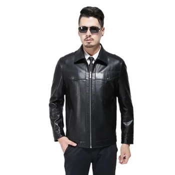 

19 Autumn men's leather Coat Man Spring and Autumn Men Cloting Thin Leather jacket Coat