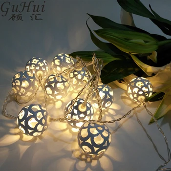 

1.6M 10LED Hollow Out Decorative Pattern White Ball Lights Festival Xmas Party Wedding Hanging Ornament Patio Decoration Gifts