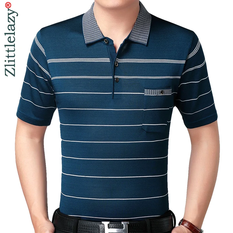 Мужская рубашка поло с коротким рукавом и натуральным карманом для бодибилдинга, полосатая летняя футболка поло, Мужская одежда, рубашка Джерси 2861
