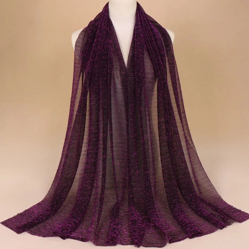 Бренд Yilian, шарф с золотыми нитками для мусульманских женщин, блестящий однотонный модный длинный шарф, дизайнерский хиджаб, шарф SC076