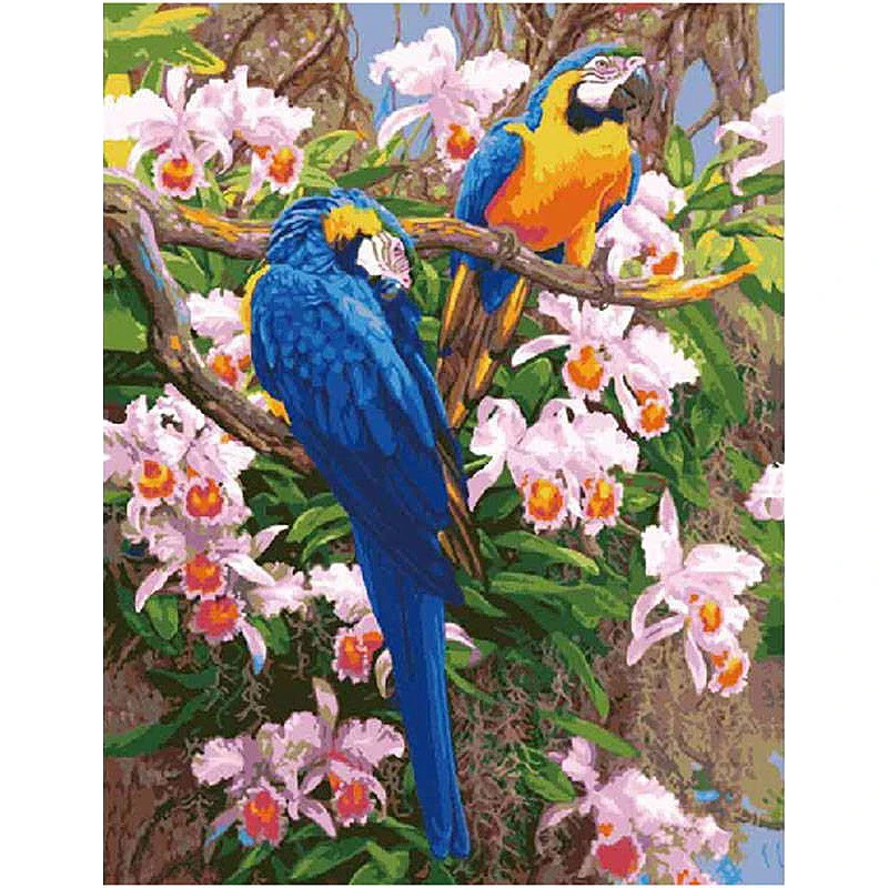 

Two Parrots Animal DIY Digital Painting By Number Modern Wall Art Canvas Painting Christmas Unique Gift Room Decor 40x50cm