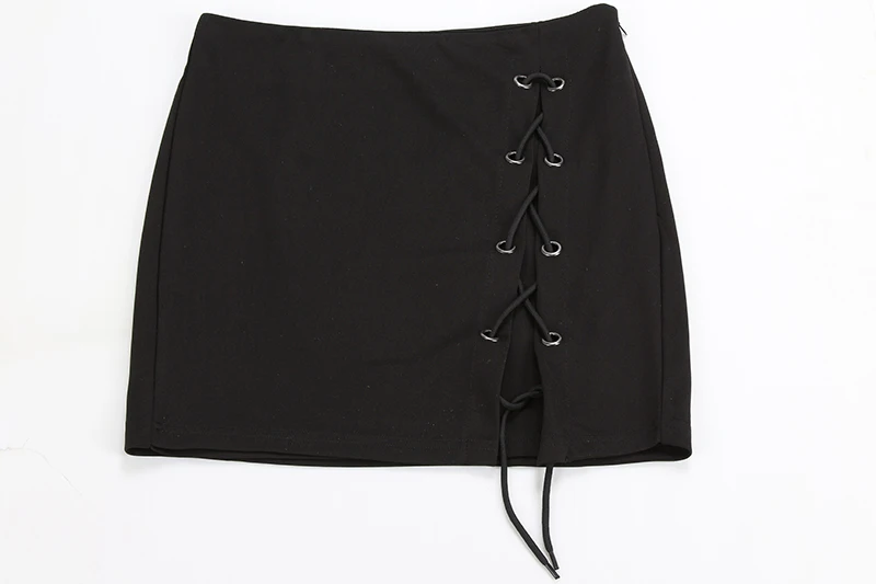BONGOR LUSS Spring Summer Women Skirts 2017 Fashion New Lace Up Casual Girls Skirts Solid Split Up Pencil Mini Black Sexy Skirts (14)