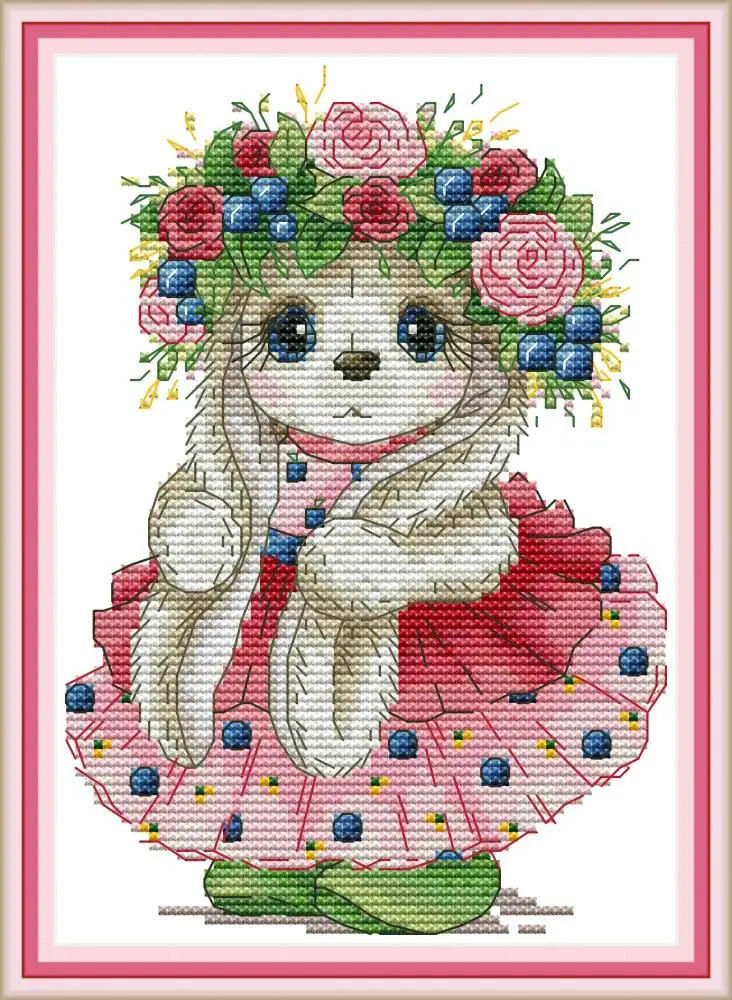 

Cute rabbit 2 cross stitch kit aida 14ct 11ct count print canvas cross stitches needlework embroidery DIY handmade