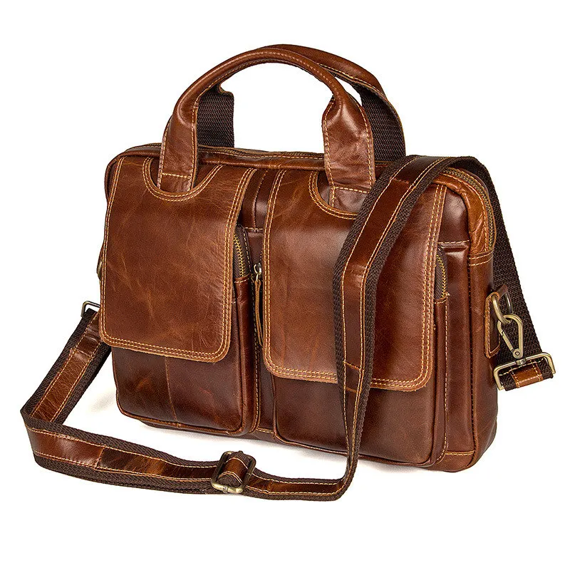 

Nesitu High Quality Brown Genuine Leather Men Messenger Bags Real Skin A4 Office Male Briefcase Portfolios Shoulder Bag M7378