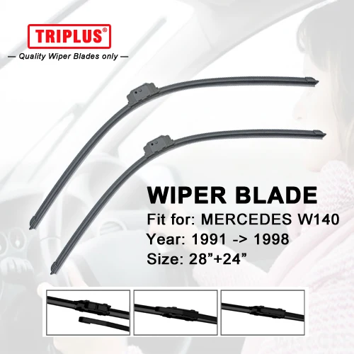 Upgrade Wiper Blade for Mercedes Benz W140 (1991-1998) 1 set 28+24,Flat Aero Windscreen Wiper Frameless Windshield Soft Blades wiper blades for mazda 3 24