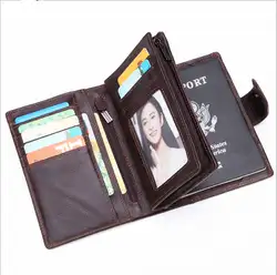 Мужской RFID Кожаный Бумажник-Большой тощий трифолд Вертикальная защита безопасности кредитные карты слоты и ID Окно