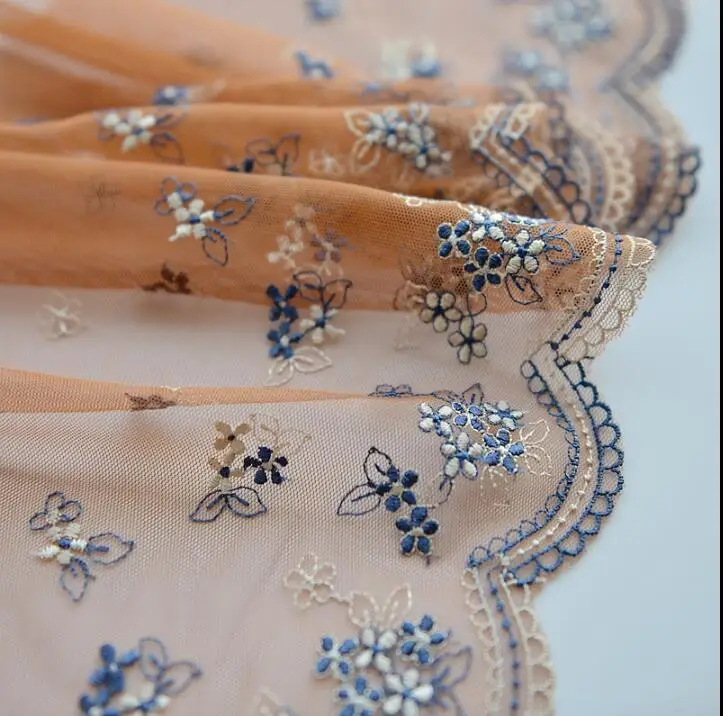 

3 Meters Light Coffee Lace Trim Gauze Embroidery Net Lace Mesh DIY Lace Fabric 19cm Width