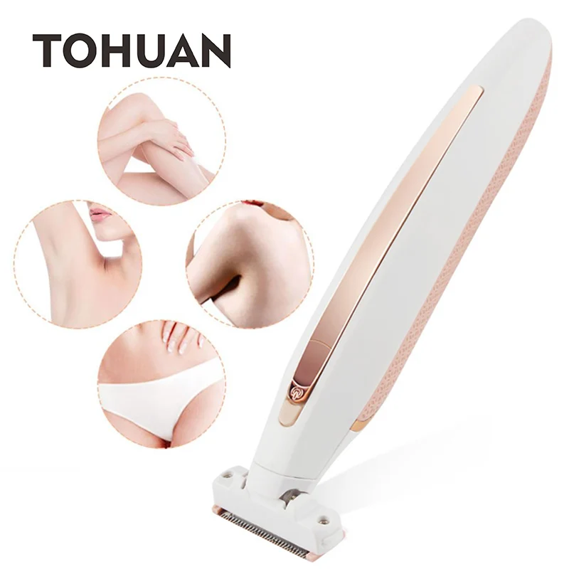 

Painless Women Shaver Privates Hair Trimmer Female Body Haircut Leg Underarm Electric Hair Removal USB Rechargeable With 3 Comb