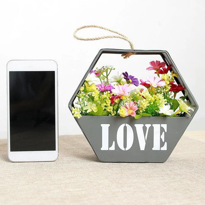 Creative Iron Hanging Planter Wall Window Flower Basket Design Home Decor