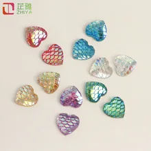 

12mm DIY Handmade Flat Bottom Resin Heart Cabochon Fish Scale AB Sequin Jewelry Accessories Earring Pendant Making Loose Beads