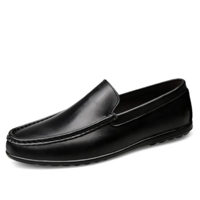 

Men Spring Autumn Wear Breathable Non-slip Loafers Shoes,Aquare Toe Solid Color Rubber Geunine Leather Single Flats Doug Shoes
