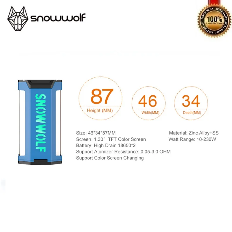 100% Оригинальные сигелеи Snowwolf VFeng 230 W мод Большой OLED дисплей со светодиодной