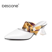 BESCONE Design Elegant Women Sandals Strange Style Crystal High Heels Spring Party Tie Shoes Comfortable Pointed Toe Sandals BO9