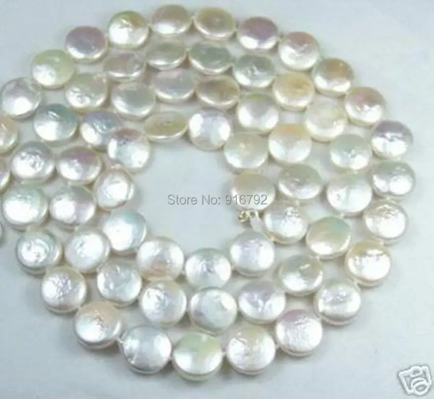 

Wholesale FREE P&P>>>>12MM White Coin Pearl Jewelry Gorgeous Necklace 32