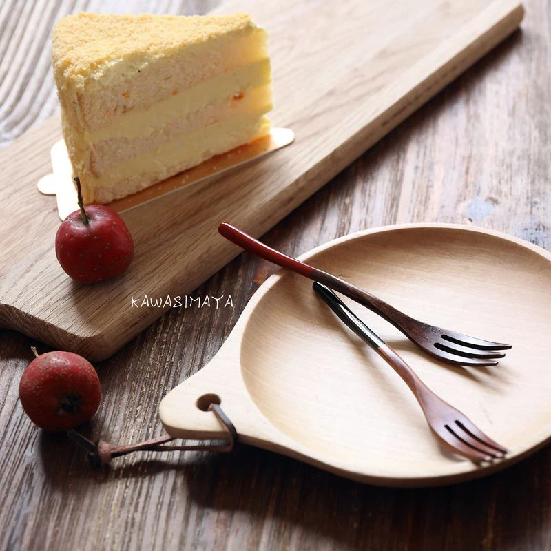 Japanese red and black handle cake fork fruit fork creative natural
