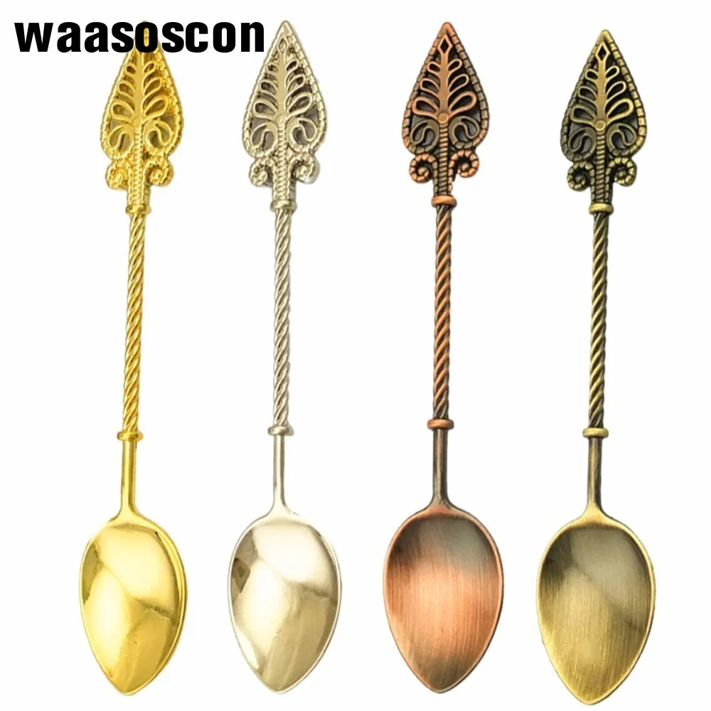 Stainless Steel Luxury Coffee Spoon European Retro Gold Silver Copper
