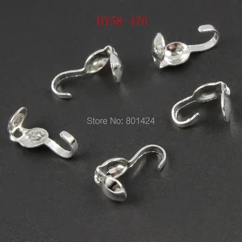 

free shipping 500pcs 58-476 Silver Tone Calottes End Crimps Beads Tips 8x4mm jewelry finding