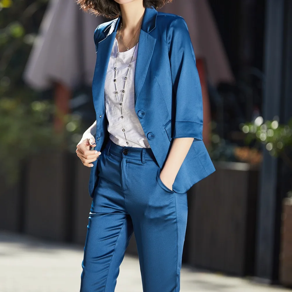 women's suit 2018 autumn new fashion temperament long-sleeved small suit + casual slim trousers two-piece suit Women's Sets
